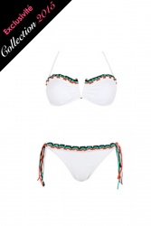 Maillot de bain bandeau blanc motif ethnique