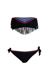 Maillot de bain ethnique à franges noir