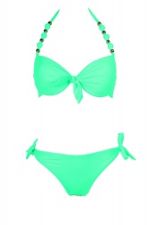 Maillot de bain push-up vert émeraude à perles