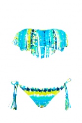 Maillot de bain franges émeraude tie & die