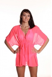 Tunique de plage pas cher rose fluo