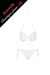 Maillot de bain blanc push up avec strass