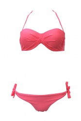 Bikini bandeau corail deux pièces