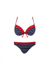 Maillot de bain push-up bleu deux pièces à rayures
