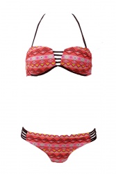 Maillot de bain bandeau corail imprimé ethnique