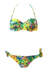 Maillot de bain bustier imprimé fleurs jaune - Dag adom