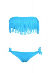 Maillot de bain franges tressé bleu turquoise