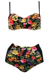 Maillot de bain Rae deux pièces balconnet fleur multicolore noir