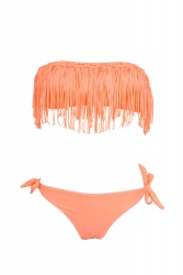 Maillot de bain bandeau frange corail fluo