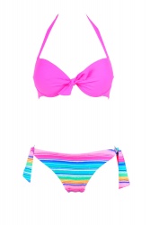 Maillot de bain rose fluo deux pièces push up