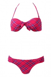 Maillot de bain bandeau vichy rose