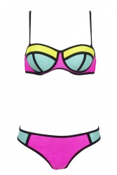 Maillot de bain balconnet neoprene rose fluo