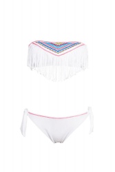 Maillot de bain franges blanc inspiration ethnique