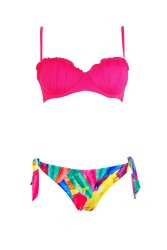 Bikini bandeau 2 pièces rose fluo