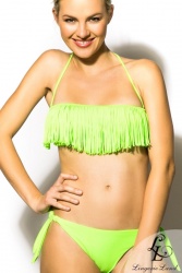 Maillot de bain deux pièces à franges vert fluo